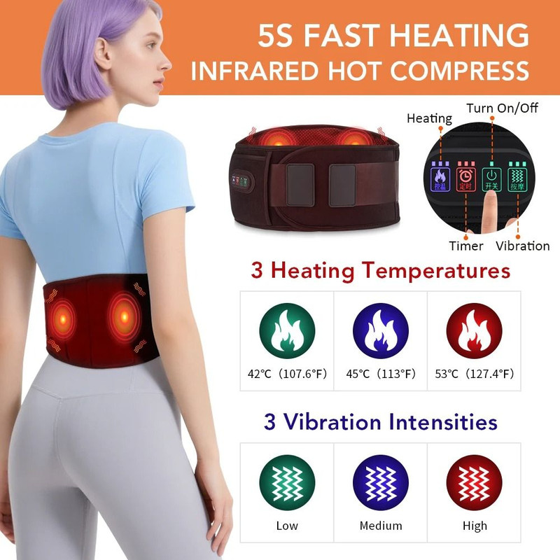 USB Infrared Heating Belt Back Waist Massage Support Brace Band Warmer Thermal Pad 1