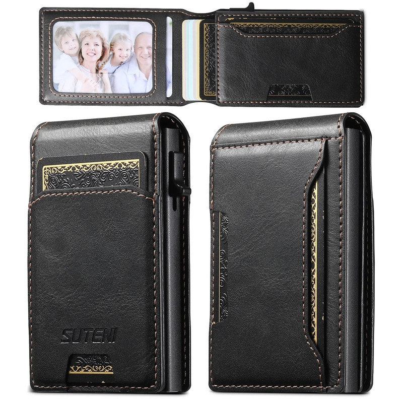 Mens PU Leather Auto Eject Wallet With Flip Cover 6