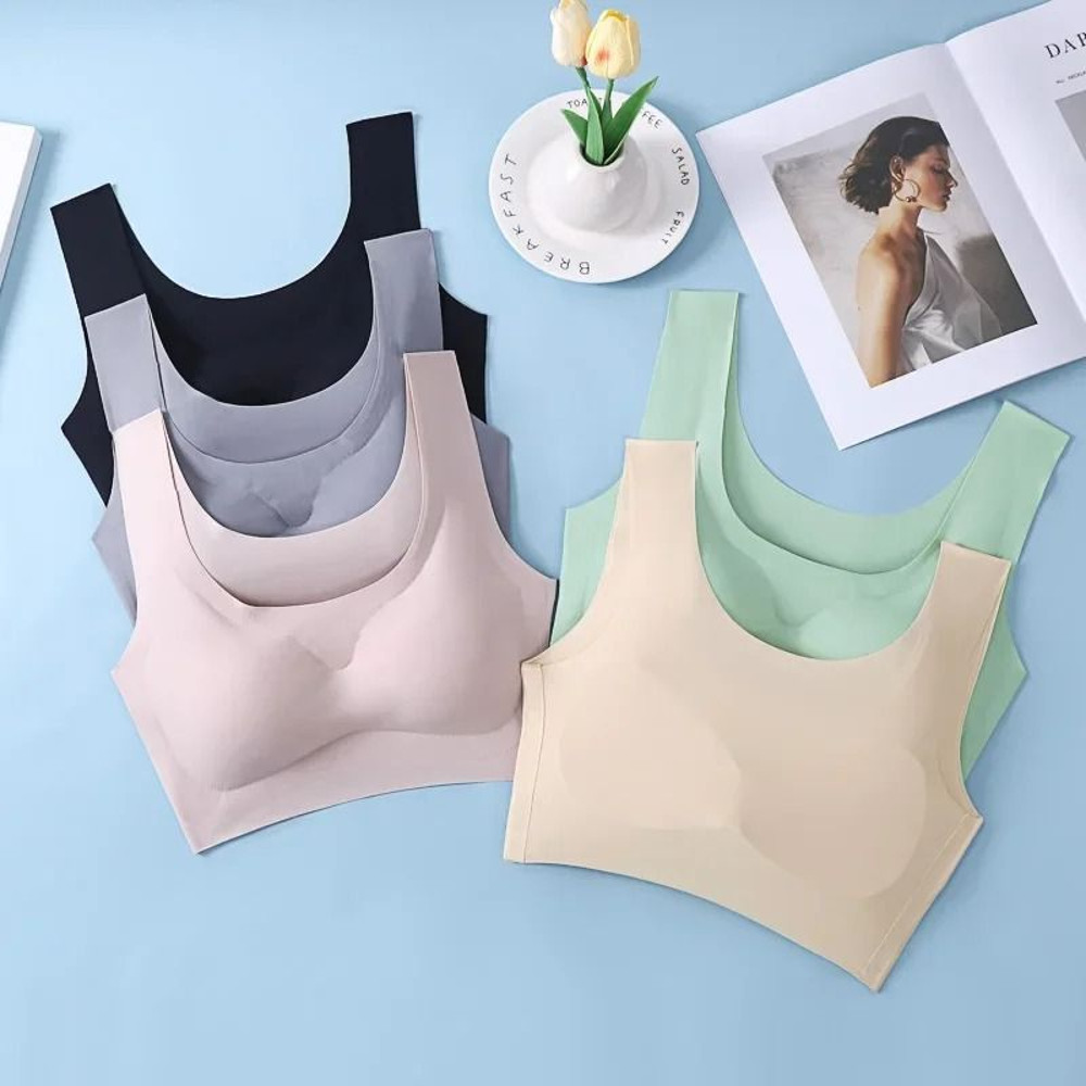 Wire Free Sports Bra Seamless Ice Silk Push Up Bra For Women 0