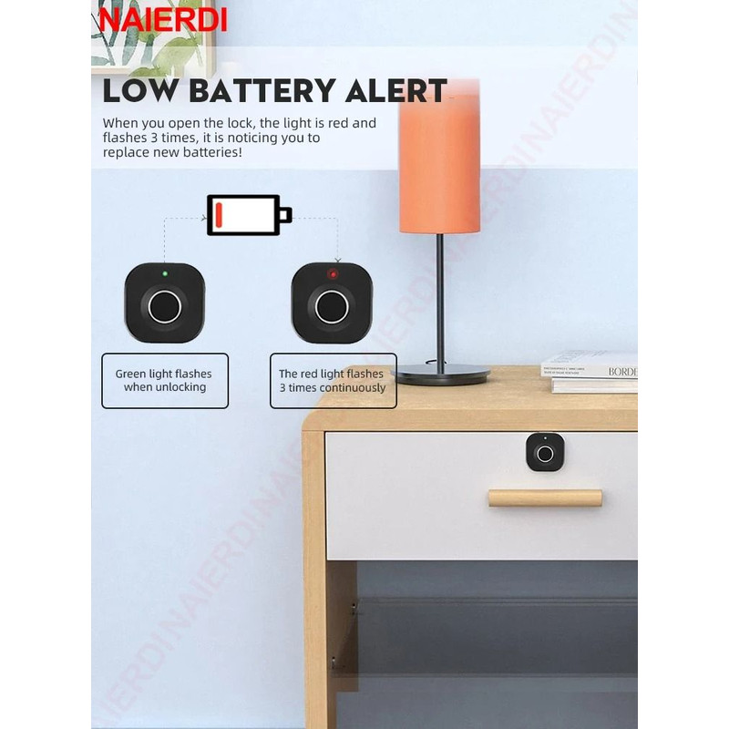 NAIERDI Smart Biometric Cabinet Lock Smart Fingerprint Keyless Lock For Lockers Drawers 2