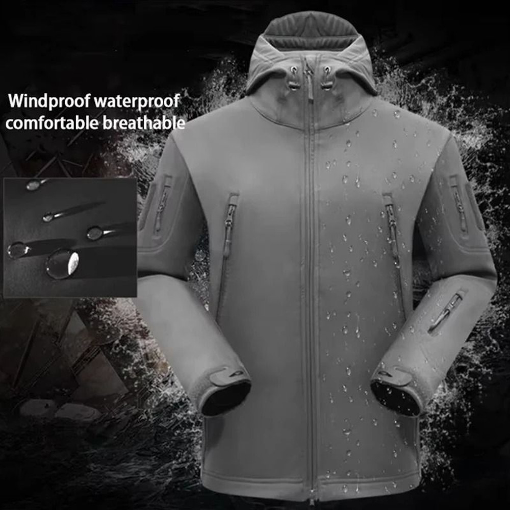 Winter Waterproof Tactical Jacket And Pants Set For Men With Fleece Lining And Outdoor Soft Shell 2