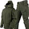 Winter Waterproof Tactical Jacket And Pants Set For Men With Fleece Lining And Outdoor Soft Shell 4