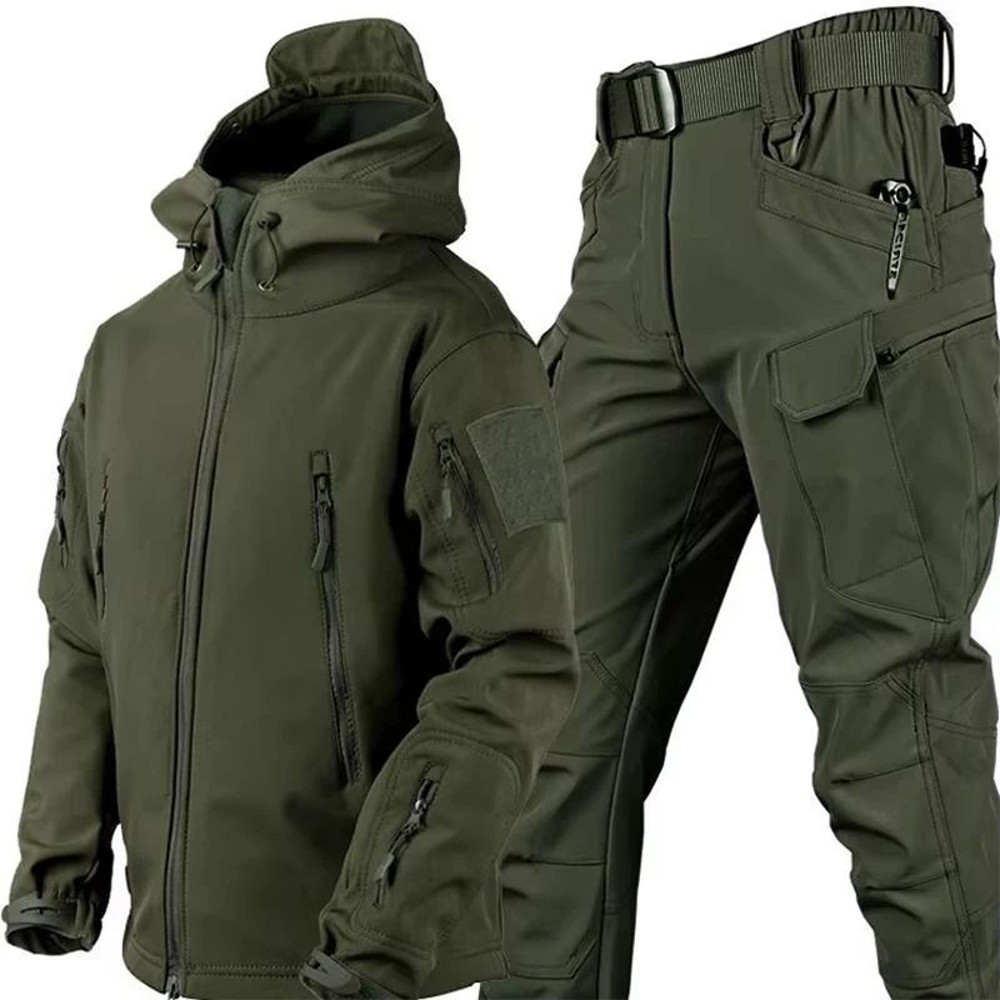 Winter Waterproof Tactical Jacket And Pants Set For Men With Fleece Lining And Outdoor Soft Shell 7
