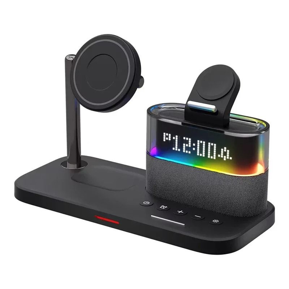Qi2 5 In 1 Magnetic Wireless Charger Stand With LED Night Light And Alarm Clock For Samsung IPhone 6