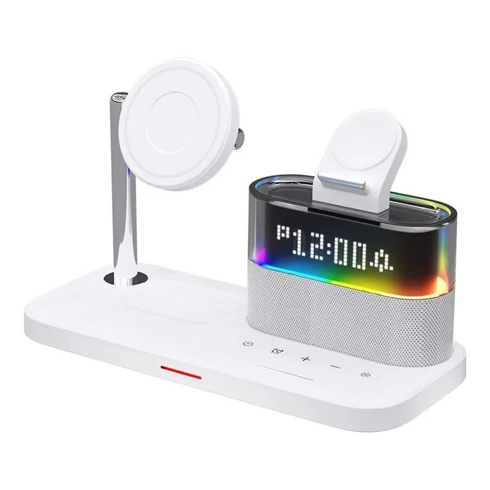 Qi2 5 In 1 Magnetic Wireless Charger Stand With LED Night Light And Alarm Clock For Samsung IPhone 7