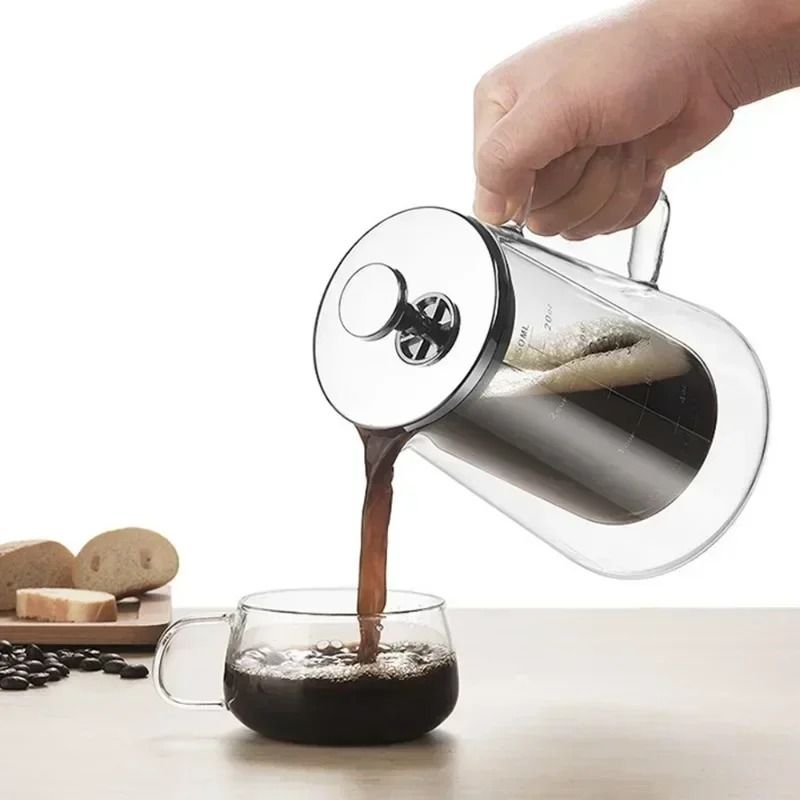 High Borosilicate Glass French Press Coffee Pot Double Layer Insulated 350ML 650ML 1000ML 1