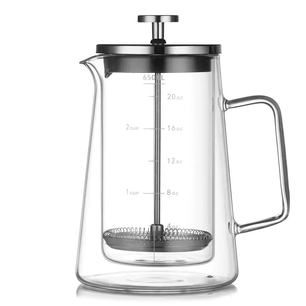 High Borosilicate Glass French Press Coffee Pot Double Layer Insulated 350ML 650ML 1000ML 7