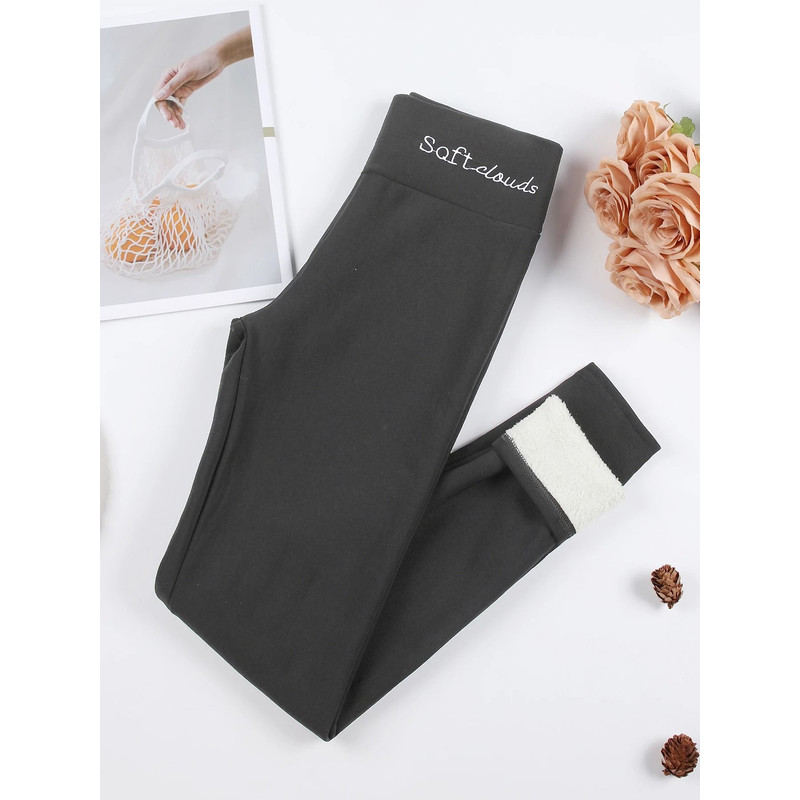 Winter Warm Leather Label Leggings Women High Waist Skinny Stretch Pants 14