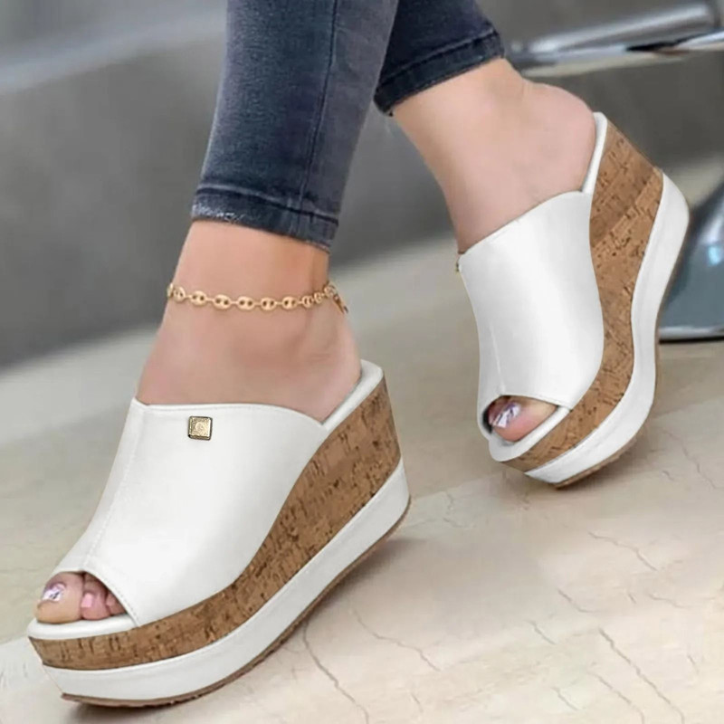 Womens Roman Wedge Sandals With Solid Color Platform Design 8