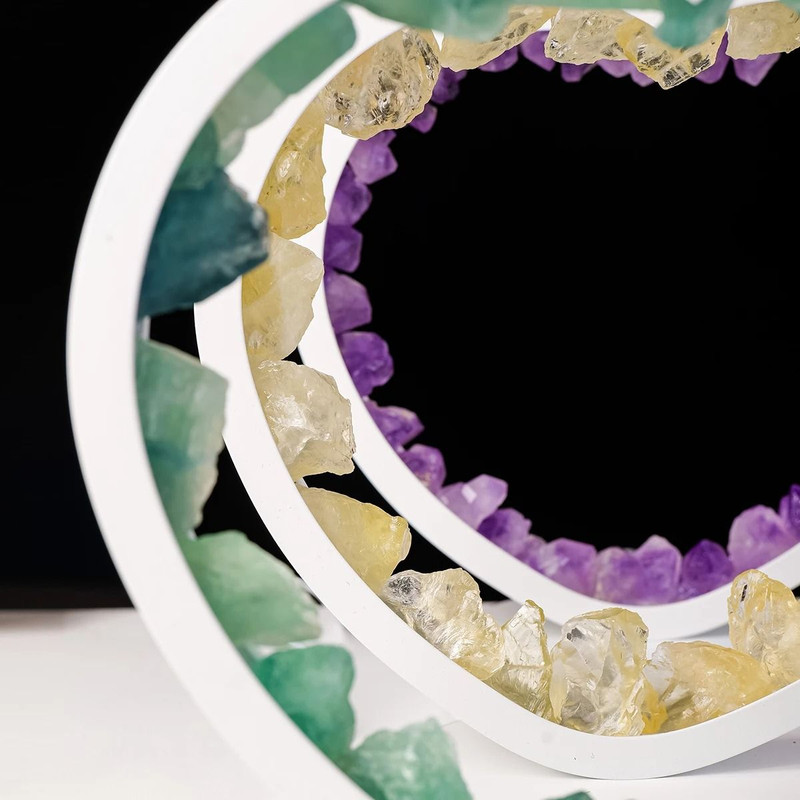 Bedside Heart Lamp With Natural Quartz And Amethyst Crystals For Bedroom And Desk 2