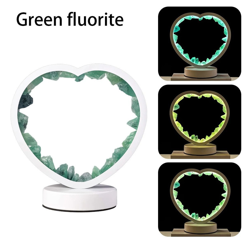 Bedside Heart Lamp With Natural Quartz And Amethyst Crystals For Bedroom And Desk 9