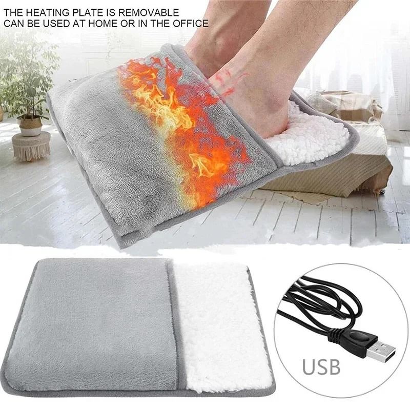 Portable USB Electric Foot Heating Pad Soft Plush Foot Warmer 3