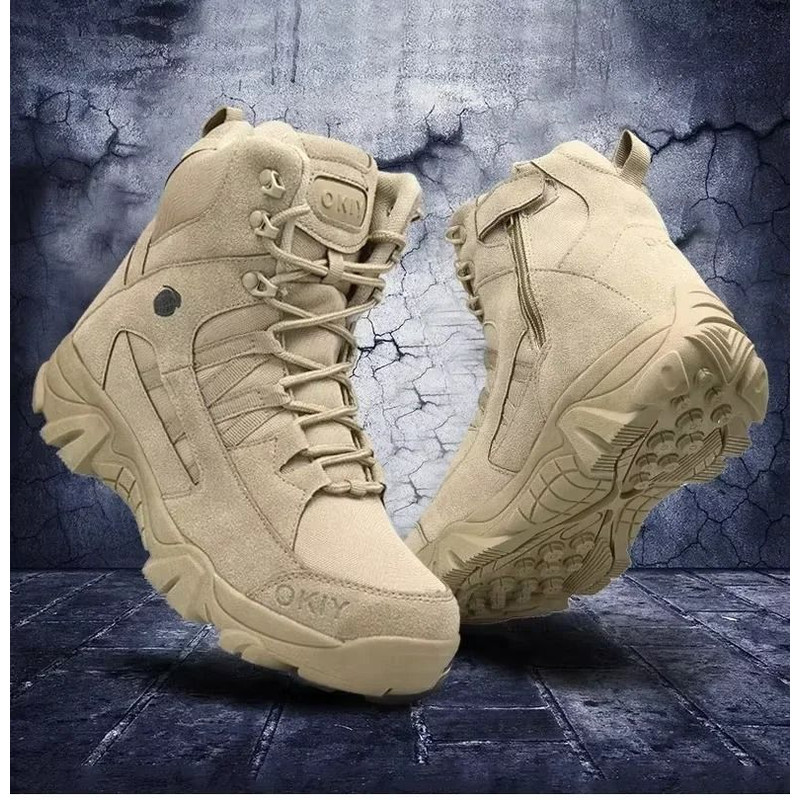 Mens Tactical Boots Lace Up Breathable Army Desert Hiking Safety Hunting Motorcycle Shoes 0