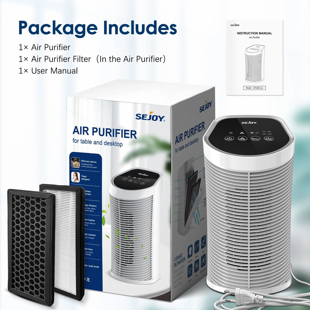 Sejoy HEPA Air Purifier With Ionizer And 3 Speed Quiet Operation For Bedrooms And Pets 6
