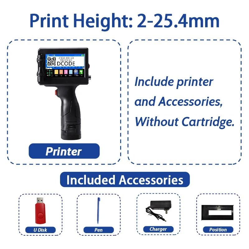 DCODE 1750PLUS Portable Handheld Inkjet Printer Text QR Barcode Label Machine 9