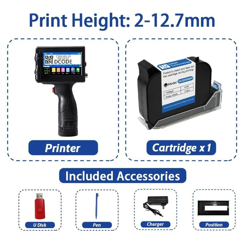 DCODE 1750PLUS Portable Handheld Inkjet Printer Text QR Barcode Label Machine 7