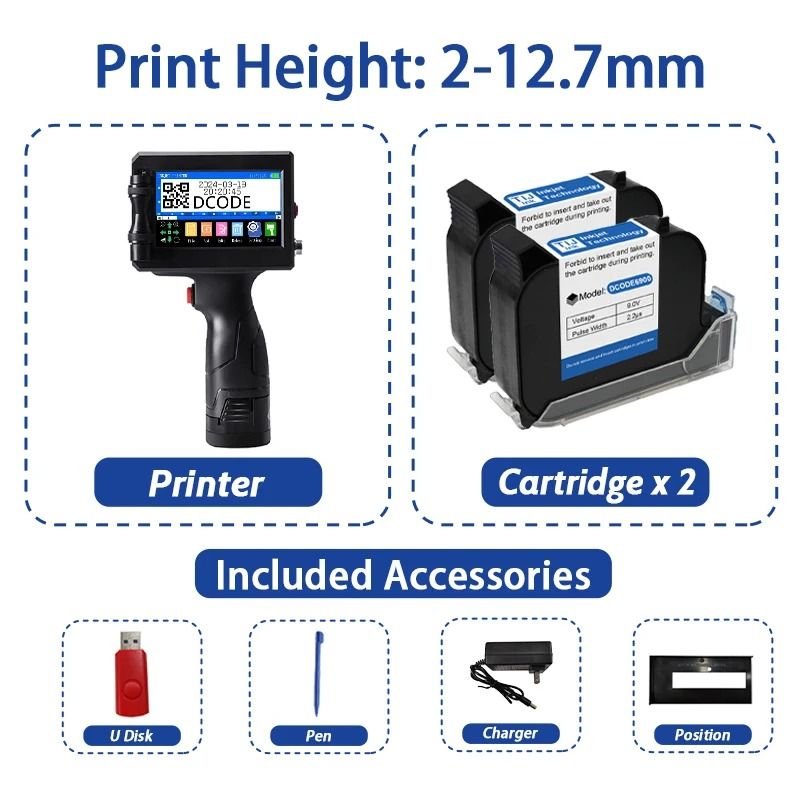 DCODE 1750PLUS Portable Handheld Inkjet Printer Text QR Barcode Label Machine 8