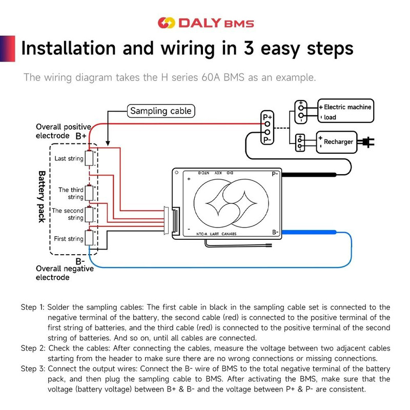Daly Smart Lifepo4 BMS 4S 8S 16S 24S 12V 24V 48V 72V Li Ion Battery Management System 3