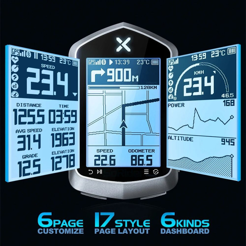 XOSS NAV Plus GPS Bike Computer Wireless Speedometer Map Navigation 1