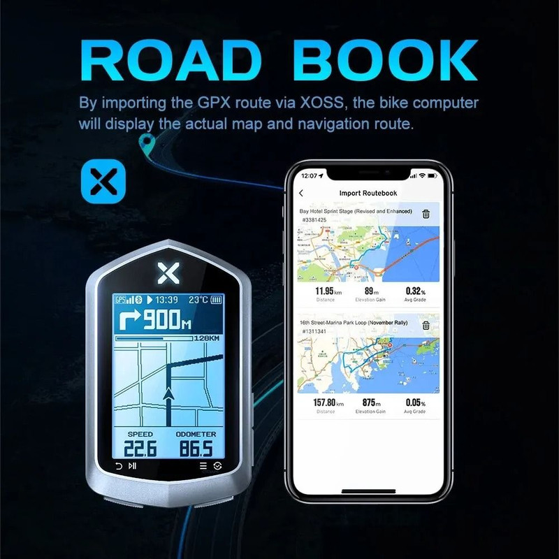 XOSS NAV Plus GPS Bike Computer Wireless Speedometer Map Navigation 2
