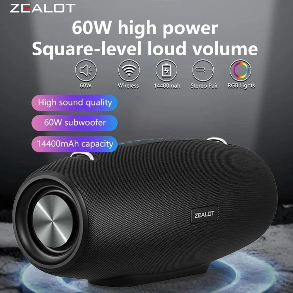 Zealot S67 Wireless Bluetooth Speaker With Shoulder Strap Waterproof Portable Outdoor Speaker 40H P 0