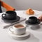 Japanese Style Ceramic Coffee Cup And Saucer Set In Black Or White Egg Shaped Design 3