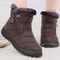 Womens Winter Ankle Boots With Fur Lining Low Heel Waterproof Snow Shoes 2