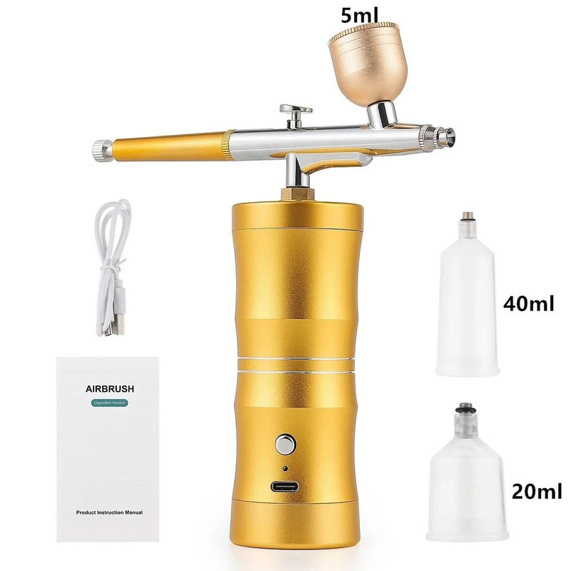 Mini Airbrush Kit 03mm Pink Air Compressor For Nail Art Tattoos Crafts And Cake Decorating 10