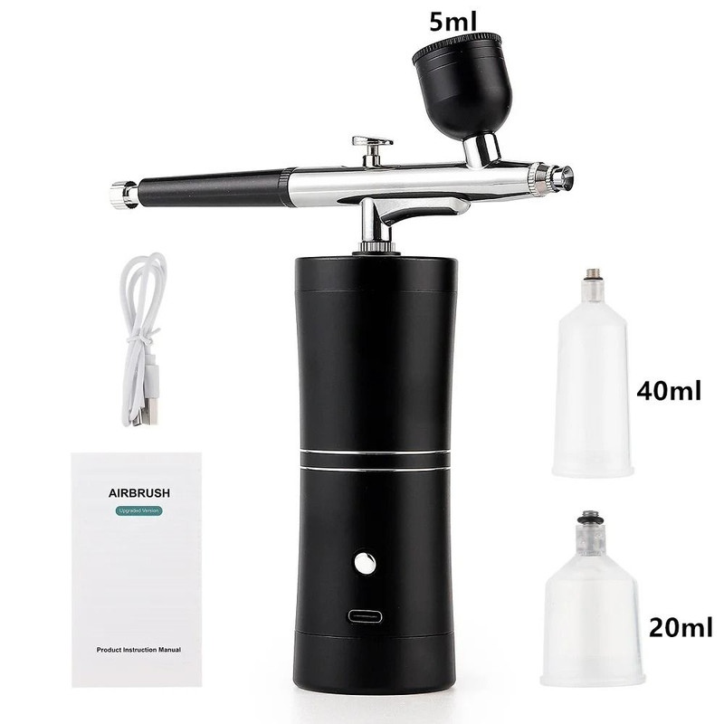 Mini Airbrush Kit 03mm Pink Air Compressor For Nail Art Tattoos Crafts And Cake Decorating 12