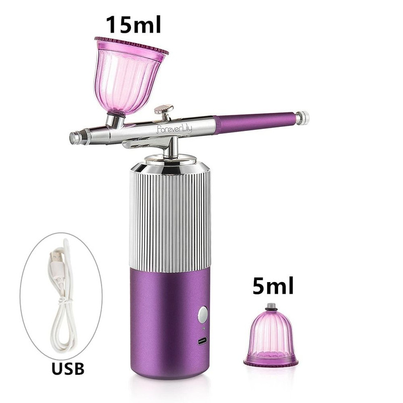 Mini Airbrush Kit 03mm Pink Air Compressor For Nail Art Tattoos Crafts And Cake Decorating 16