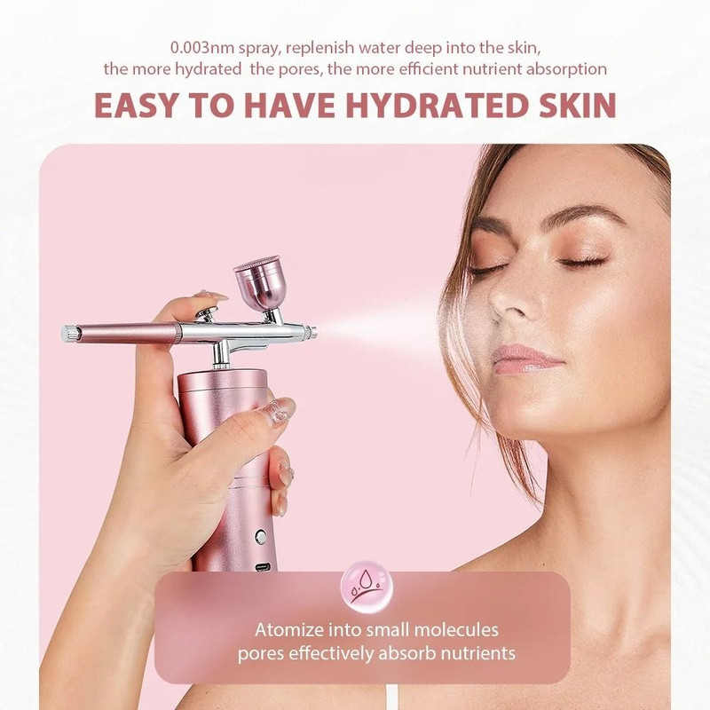 Mini Airbrush Kit 03mm Pink Air Compressor For Nail Art Tattoos Crafts And Cake Decorating 4