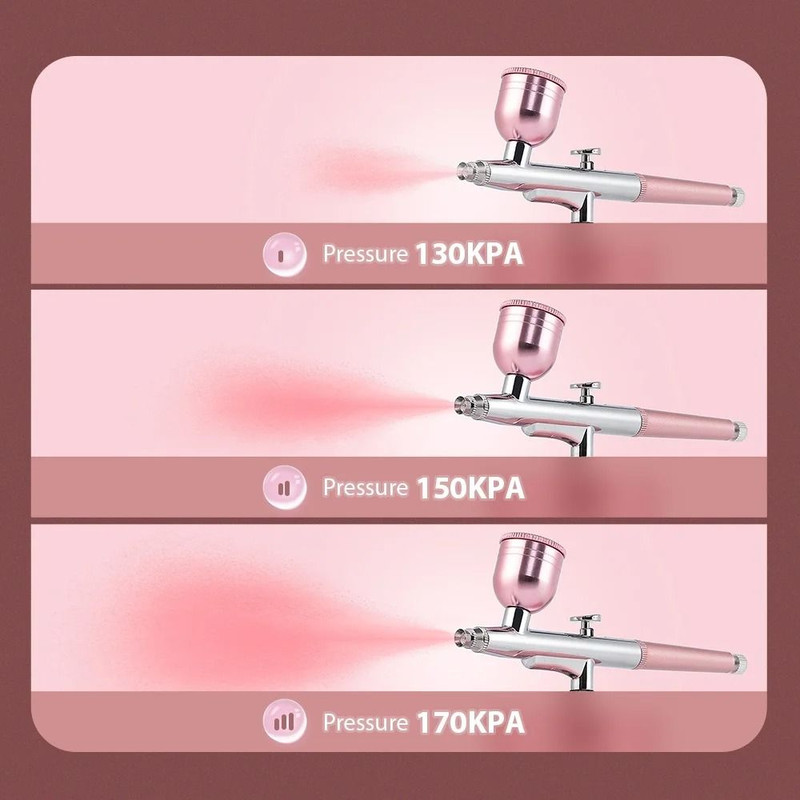 Mini Airbrush Kit 03mm Pink Air Compressor For Nail Art Tattoos Crafts And Cake Decorating 5