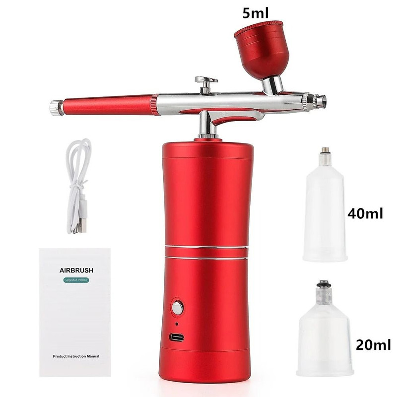 Mini Airbrush Kit 03mm Pink Air Compressor For Nail Art Tattoos Crafts And Cake Decorating 6