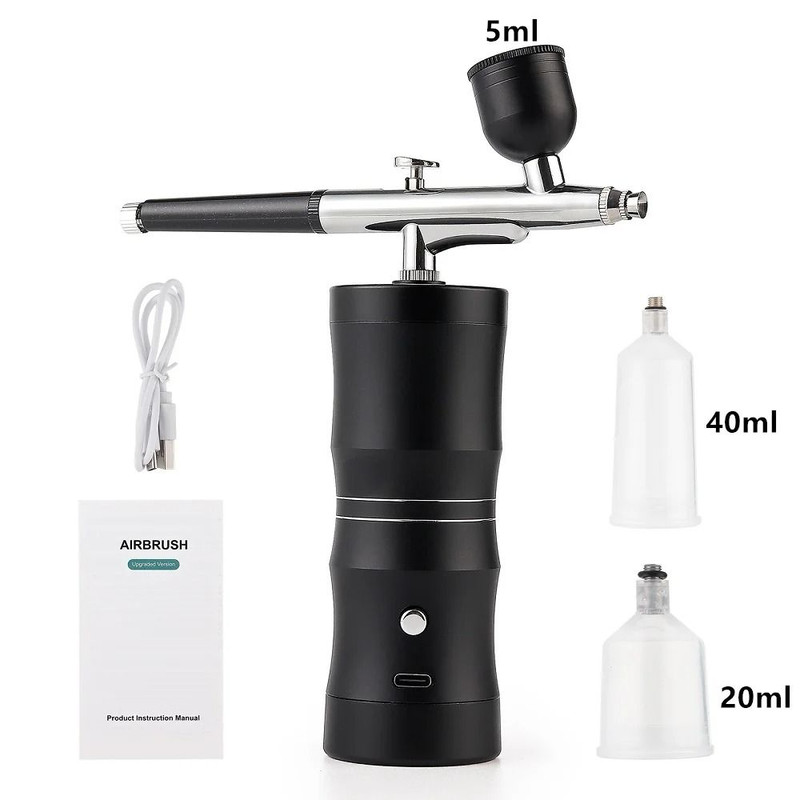 Mini Airbrush Kit 03mm Pink Air Compressor For Nail Art Tattoos Crafts And Cake Decorating 8