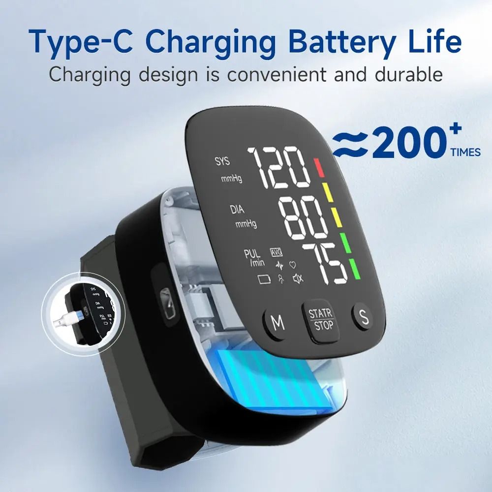 Rechargeable Digital Wrist Blood Pressure Monitor With Voice Broadcast 2