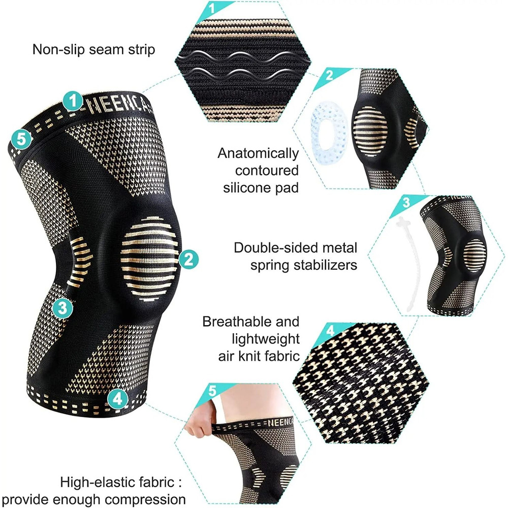 NEENCA Copper Knee Brace With Patella Gel Pad And Side Stabilizers For Pain Relief And Sports Suppo 1