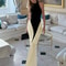 Blifanbo Patchwork Sleeveless Split Maxi Dress Women Fashion Contrast Color Halter Backless Ruched 8