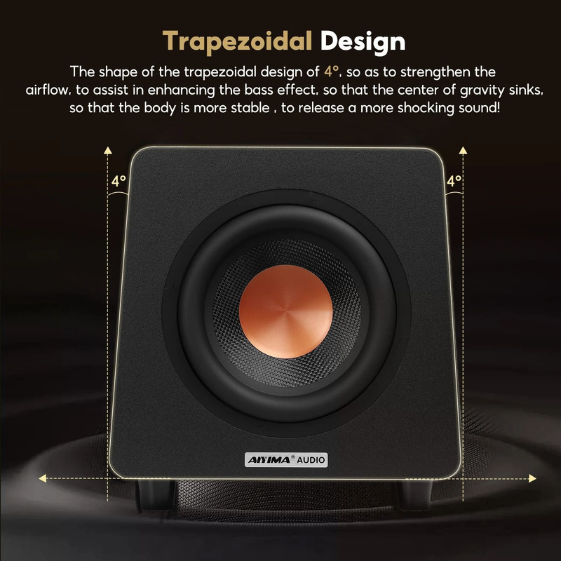 AIYIMA 800X 8 Inch 150W Active Subwoofer With RCA AUX LFE Inputs 1