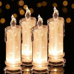 crystal led lantern night lamp flameless battery powered transparent table decor