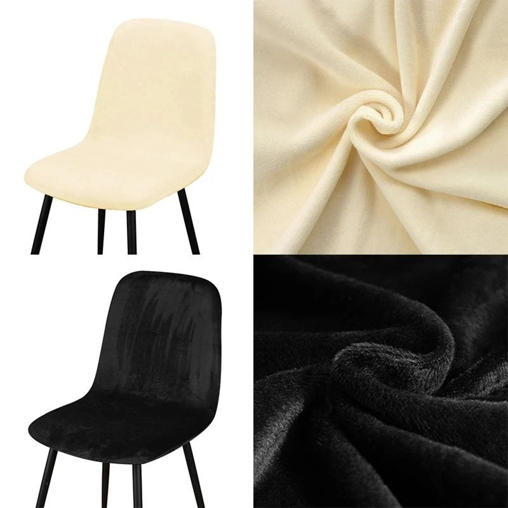 Velvet Short Back Chair Cover Stretch Slipcovers Set 3