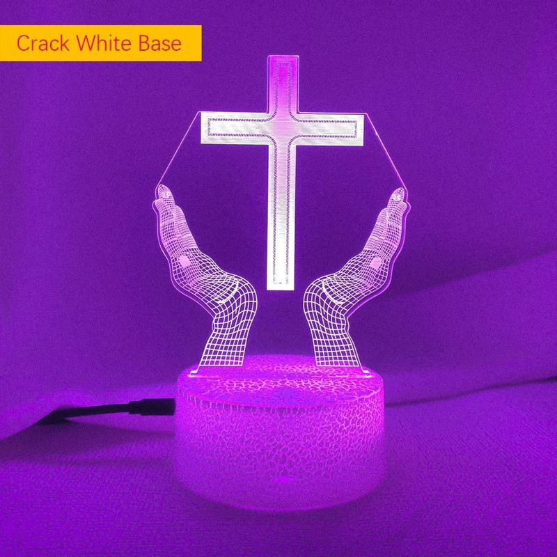 Jesus Cross LED Night Light 3D Optical Illusion Table Lamp 8
