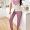 Womens Heart Print Pajama Set Round Neck Short Sleeve Top With Long Pants Sleepwear 2