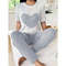 Womens Heart Print Pajama Set Round Neck Short Sleeve Top With Long Pants Sleepwear 7