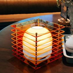 rechargeable acrylic led table lamp with 16 colors and dimmable brightness