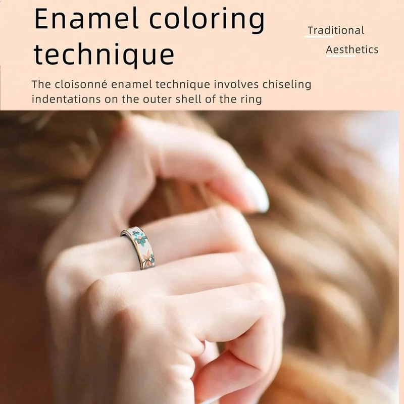 R18 Womens Stainless Steel Smart Ring With Color Enamel Design And Fitness Tracking 2