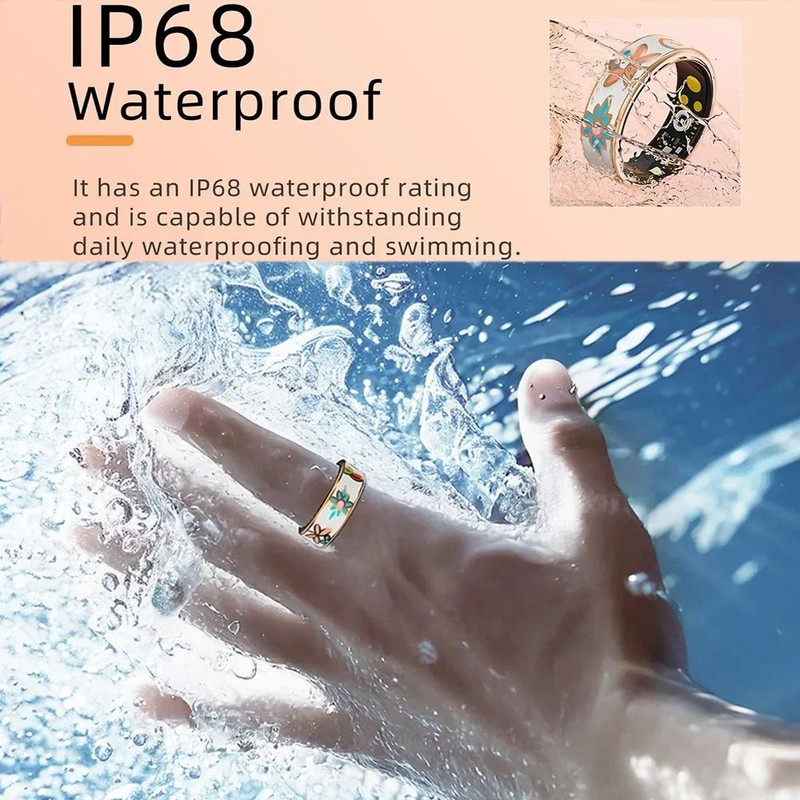R18 Womens Stainless Steel Smart Ring With Color Enamel Design And Fitness Tracking 4