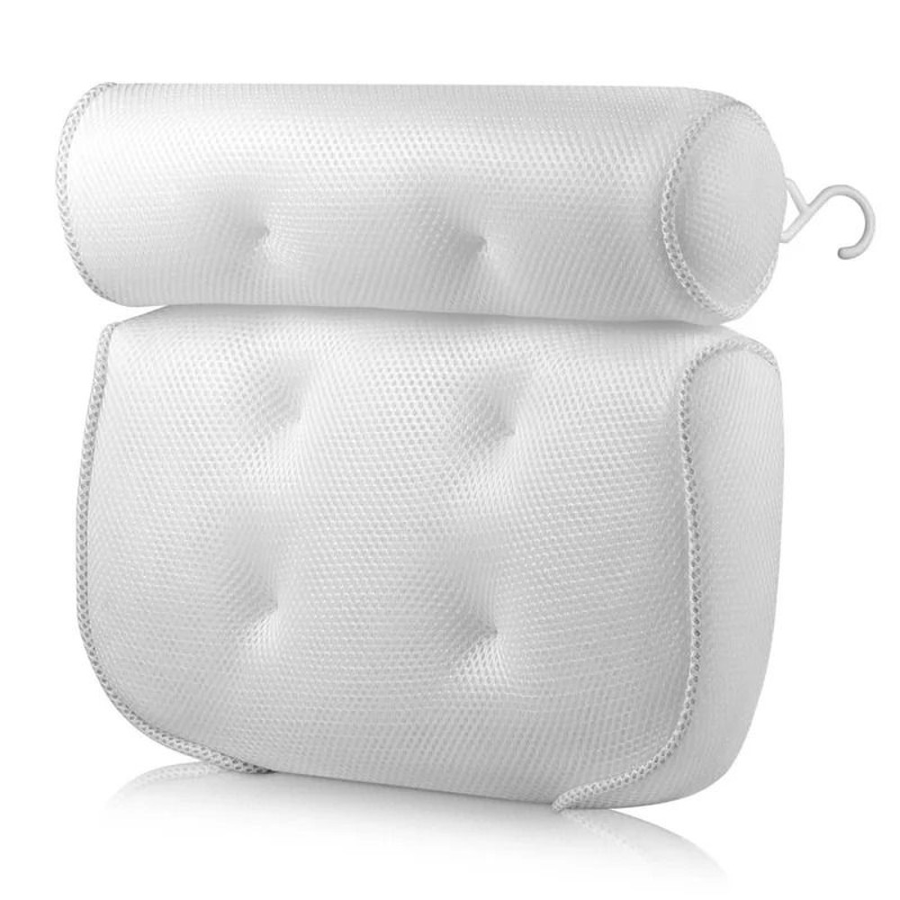 Memory Foam Bath Pillow With Non Slip Suction Cups For Neck Head And Back Support 5