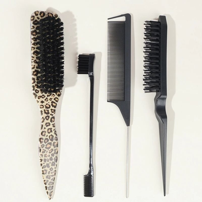 Boar Bristle Slick Back Hair Brush For Ponytails Buns And Flyaway Control 6