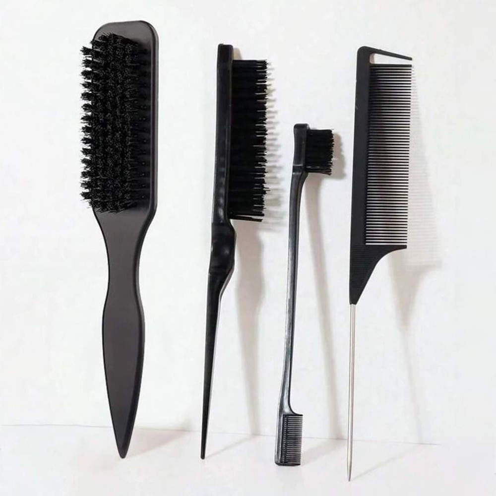 Boar Bristle Slick Back Hair Brush For Ponytails Buns And Flyaway Control 7