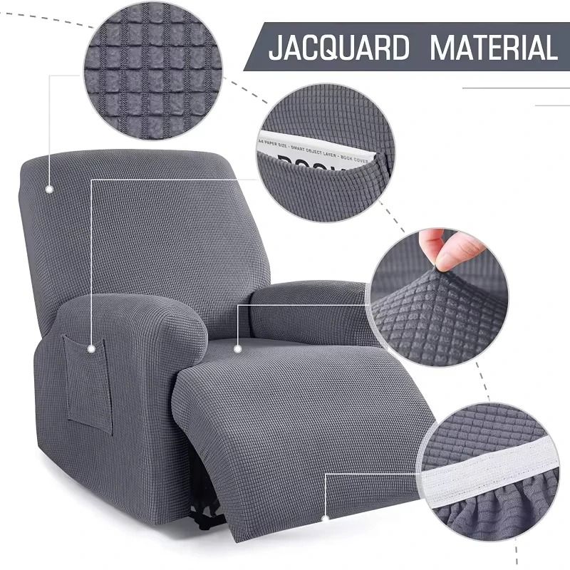 Stretch Recliner Sofa Cover One Seater Armchair Slipcover With Elastic Jacquard Fabric 0